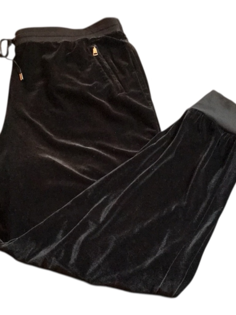 Lauren Ralph Lauren Velour Lounge Set Black XL Top L Pants Soft Stretch - Picture 6 of 13